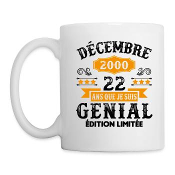 22 Ans Anniversaire Vintage Né(e) en Décembre 2000 - Mug blanc - blanc - Gauche