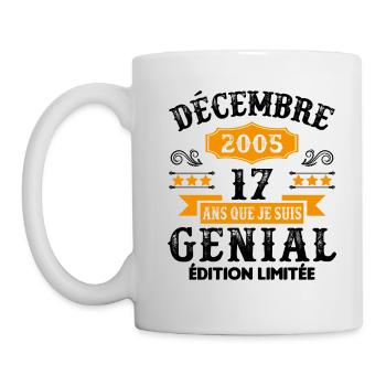 17 Ans Anniversaire Vintage Né(e) en Décembre 2005 - Mug blanc - blanc - Gauche
