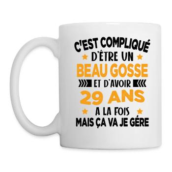 Beau gosse et d'avoir 29 ans Cadeau d'anniversaire - Mug blanc - blanc - Gauche