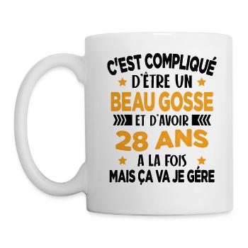 Beau gosse et d'avoir 28 ans Cadeau d'anniversaire - Mug blanc - blanc - Gauche