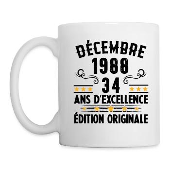 34 Ans Anniversaire Vintage Né(e) en Décembre 1988 - Mug blanc - blanc - Gauche
