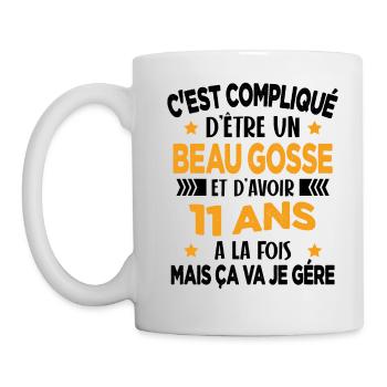 Compliqué d'être un Beau Gosse et D'avoir 11 Ans - Mug blanc - blanc - Gauche