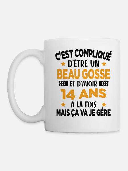 Compliqué d'être un Beau Gosse et D'avoir 14 Ans - Mug blanc - blanc