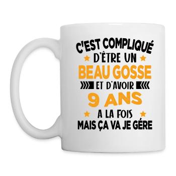 Compliqué d'être un Beau Gosse et D'avoir 9 Ans - Mug blanc - blanc - Gauche