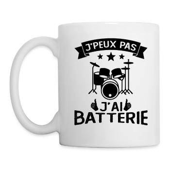 Je Peux Pas J'Ai Batterie Cadeau - Mug blanc - blanc - Gauche