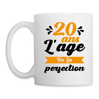 Anniversaire 20 ans - 20 Ans âge de la perfection - Mug blanc - blanc - Gauche