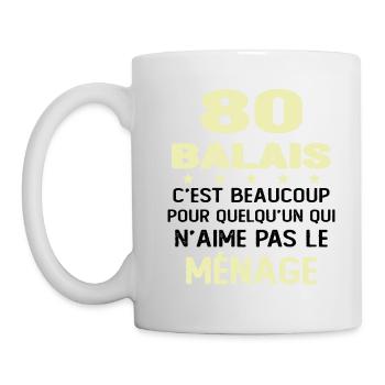 80 balais Drôle Cadeau Anniversaire 80 ans - Mug blanc - blanc - Gauche
