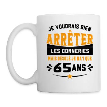 Je Voudrais Bien 65 Ans Humour Cadeau - Mug blanc - blanc - Gauche
