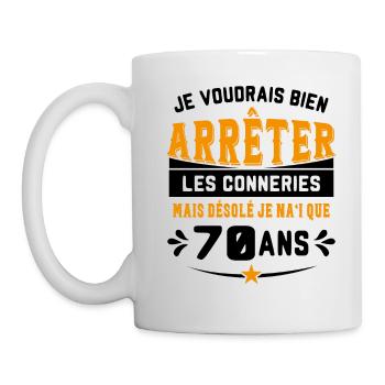 Je Voudrais Bien 70 Ans Humour Cadeau - Mug blanc - blanc - Gauche
