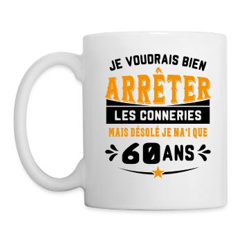 Je Voudrais Bien 60 Ans Humour Cadeau - Mug blanc - blanc - Gauche
