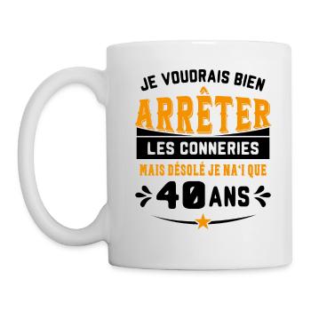 Je Voudrais Bien 40 Ans Humour Cadeau - Mug blanc - blanc - Gauche