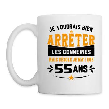 Je Voudrais Bien 55 Ans Humour Cadeau - Mug blanc - blanc - Gauche