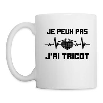 Je Peux Pas J'ai Tricot Rigolo Couture - Mug blanc - blanc - Gauche