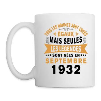 Les légendes sont nées en Septembre 1932 - Mug blanc - blanc - Gauche