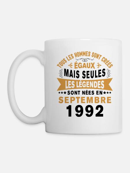 Les légendes sont nées en Septembre 1992 Cadeau - Mug blanc - blanc