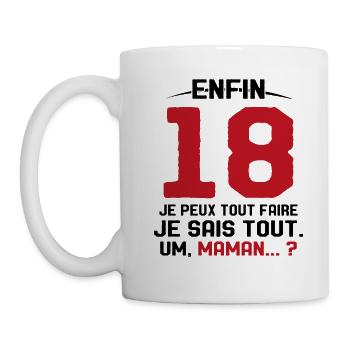 Enfin 18 Ans Cadeau Humor Fille 18 Anniversaire - Mug blanc - blanc - Gauche