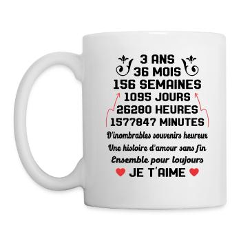 Couple 3 Ans amour Anniversaire de mariage Cadeau - Mug blanc - blanc - Gauche