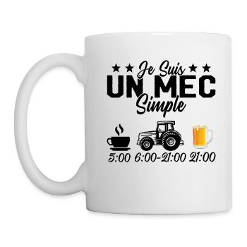 Je Suis Un Mec Simple Cafe Tracteur l'apéro - Mug blanc - blanc - Gauche