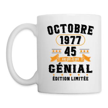 45 Ans Anniversaire Vintage Né(e) en Octobre 1977 - Mug blanc - blanc - Gauche