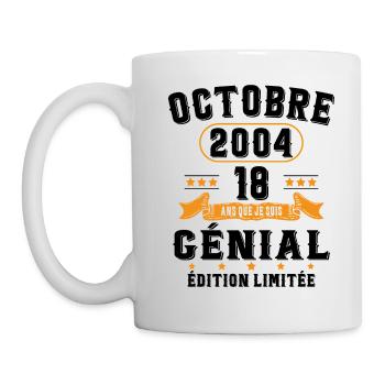 18 Ans Anniversaire Vintage Né(e) en Octobre 2004 - Mug blanc - blanc - Gauche