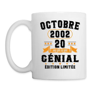 20 Ans Anniversaire Vintage Né(e) en Octobre 2002 - Mug blanc - blanc - Gauche