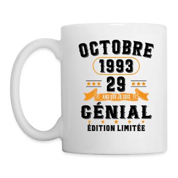 29 Ans Anniversaire Vintage Né(e) en Octobre 1993 - Mug blanc - blanc - Gauche