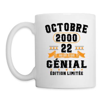 22 Ans Anniversaire Vintage Né(e) en Octobre 2000 - Mug blanc - blanc - Gauche