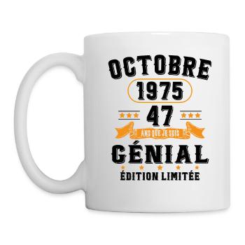 47 Ans Anniversaire Vintage Né(e) en Octobre 1975 - Mug blanc - blanc - Gauche