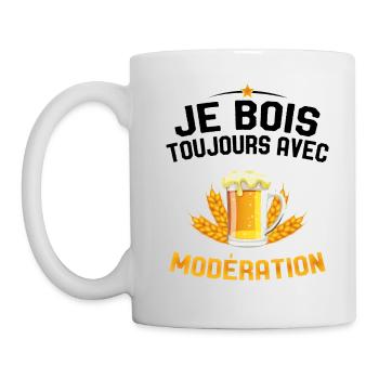 Je Bois Toujours Avec Modération Humour Apéro - Mug blanc - blanc - Gauche