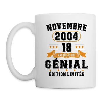 18 Ans Anniversaire Vintage Né(e) en Novembre 2004 - Mug blanc - blanc - Gauche