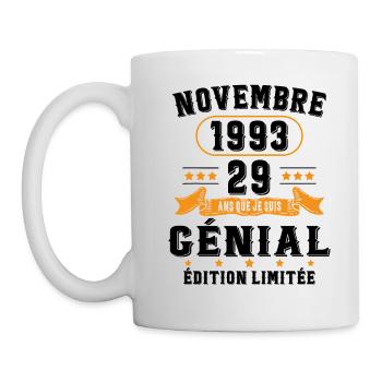 29 Ans Anniversaire Vintage Né(e) en Novembre 1993 - Mug blanc - blanc - Gauche