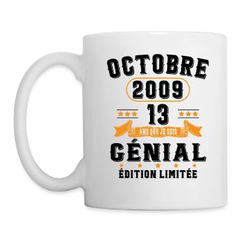 13 Ans Anniversaire Vintage En Octobre 2009 - Mug blanc - blanc - Gauche