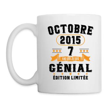 7 Ans Anniversaire Vintage Né(e) en Octobre 2015 - Mug blanc - blanc - Gauche