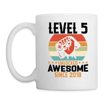Level 5 Jahre Gaming-Geburtstagsgeschenk freischalten - Tasse - Weiß - Links