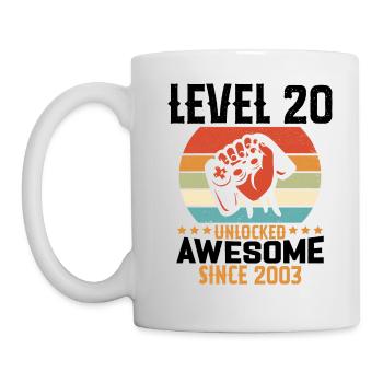 Level 20 Jahre Gaming-Geburtstagsgeschenk freischalten - Tasse - Weiß - Links