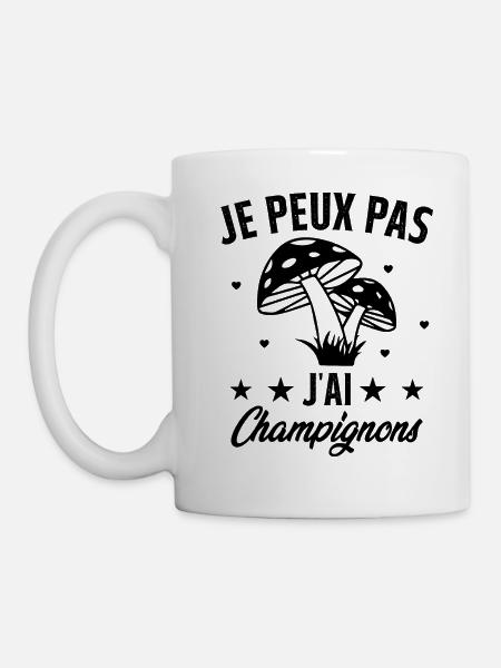je peux pas j'ai champignons humour - Mug blanc - blanc