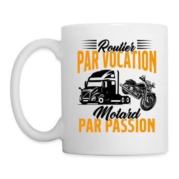 Routier Par Vocation Motard Par Passion Humour - Mug blanc - blanc - Gauche