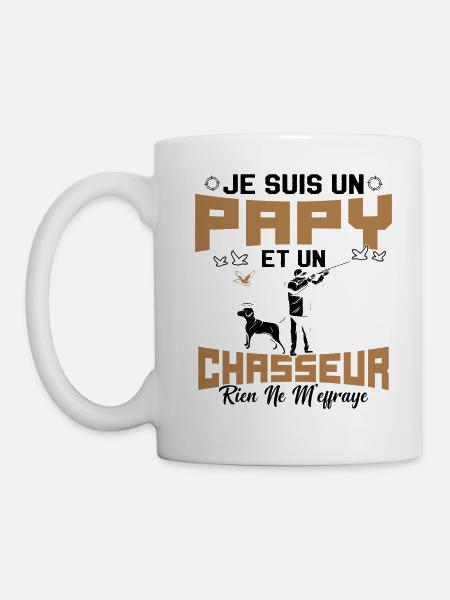 Papy et Chasseur Humour Cadeau - Mug blanc - blanc