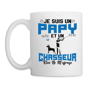 Papy et Chasseur Humour Cadeau - Mug blanc - blanc - Gauche