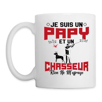 Papy et Chasseur Humour Cadeau - Mug blanc - blanc - Gauche