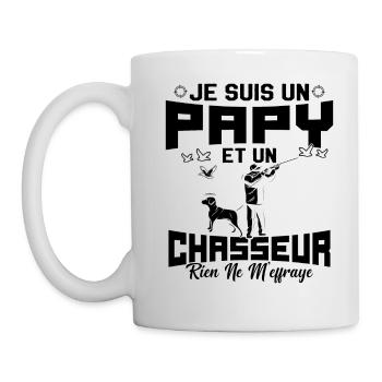 Papy et Chasseur Humour Cadeau - Mug blanc - blanc - Gauche