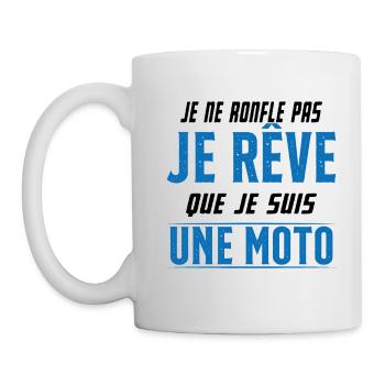 Je ne ronfle pas je rêve de moto ma passion - Mug blanc - blanc - Gauche