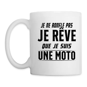 Je ne ronfle pas je rêve de moto ma passion - Mug blanc - blanc - Gauche