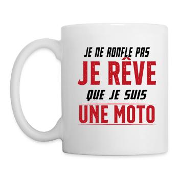 Je ne ronfle pas je rêve de moto ma passion - Mug blanc - blanc - Gauche