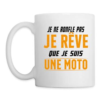Je ne ronfle pas je rêve de moto ma passion - Mug blanc - blanc - Gauche