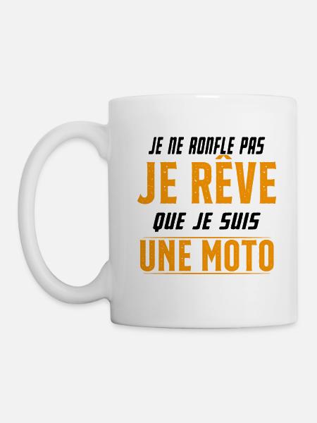 Je ne ronfle pas je rêve de moto ma passion - Mug blanc - blanc