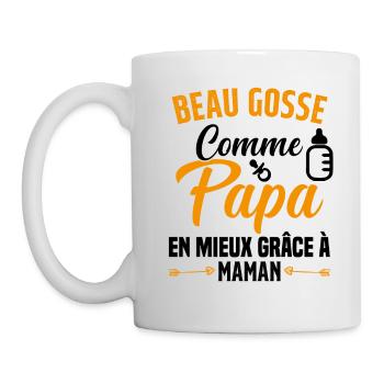 Beau Gosse Comme Papa Cadeau Maman Body Enceinte - Mug blanc - blanc - Gauche