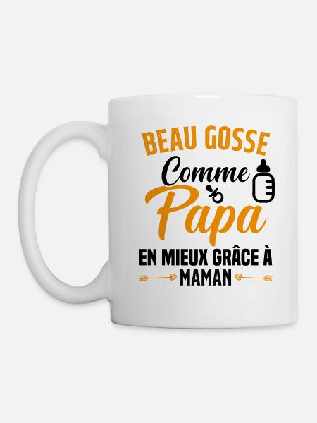 Beau Gosse Comme Papa Cadeau Maman Body Enceinte - Mug blanc - blanc