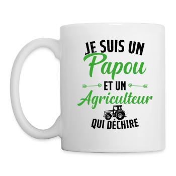 Papou et Agriculteur Qui Déchire Cadeau Humour - Mug blanc - blanc - Gauche