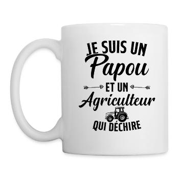 Papou et Agriculteur Qui Déchire Cadeau Humour - Mug blanc - blanc - Gauche